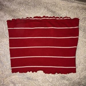 Red and white striped Bandeau top